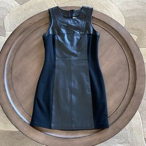 Leather and Ponte Knit Dress Size Small